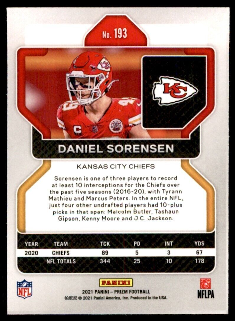2021 PANINI PRIZM DANIEL SORENSEN KANSAS CITY CHIEFS #193