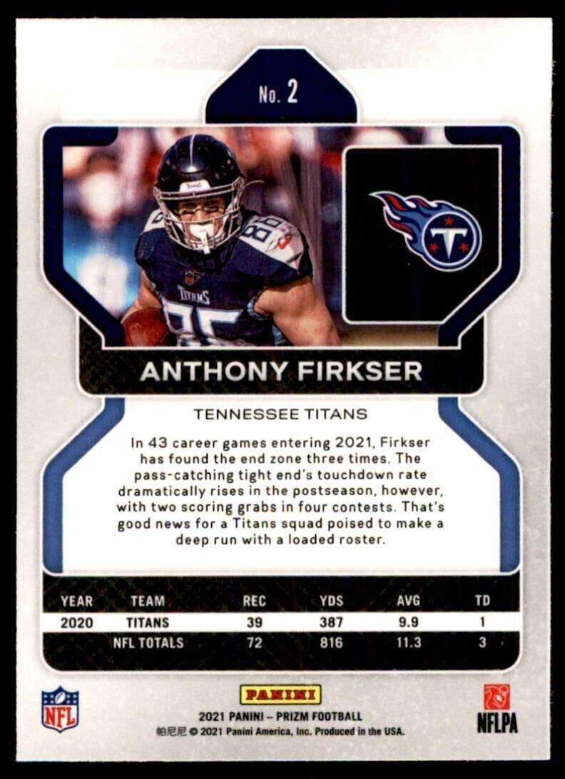 2021 PANINI PRIZM ANTHONY FIRKSER. TENNESSEE TITANS #2