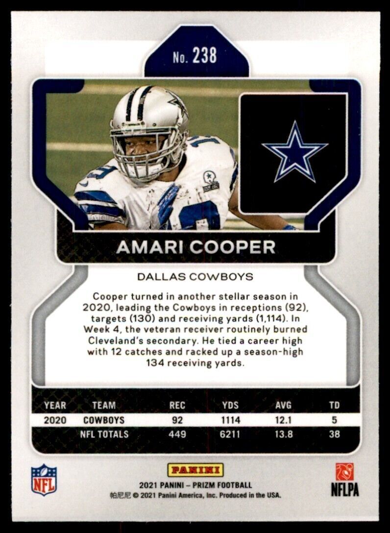 2021 PANINI PRIZM AMARI COOPER DALLAS COWBOYS #238.