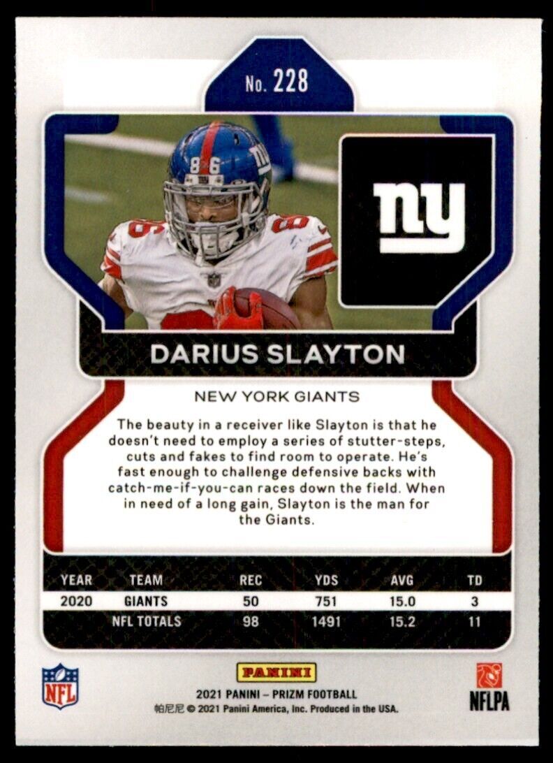 2021 PANINI PRIZM DARIUS SLAYTON NEW YORK GIANTS #228