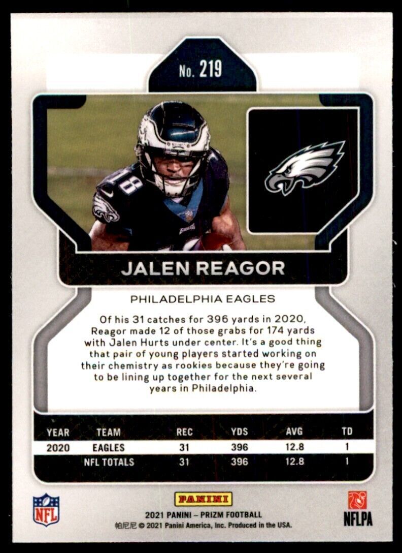 2021 PANINI PRIZM JALEN REAGOR PHILADELPHIA EAGLES #219