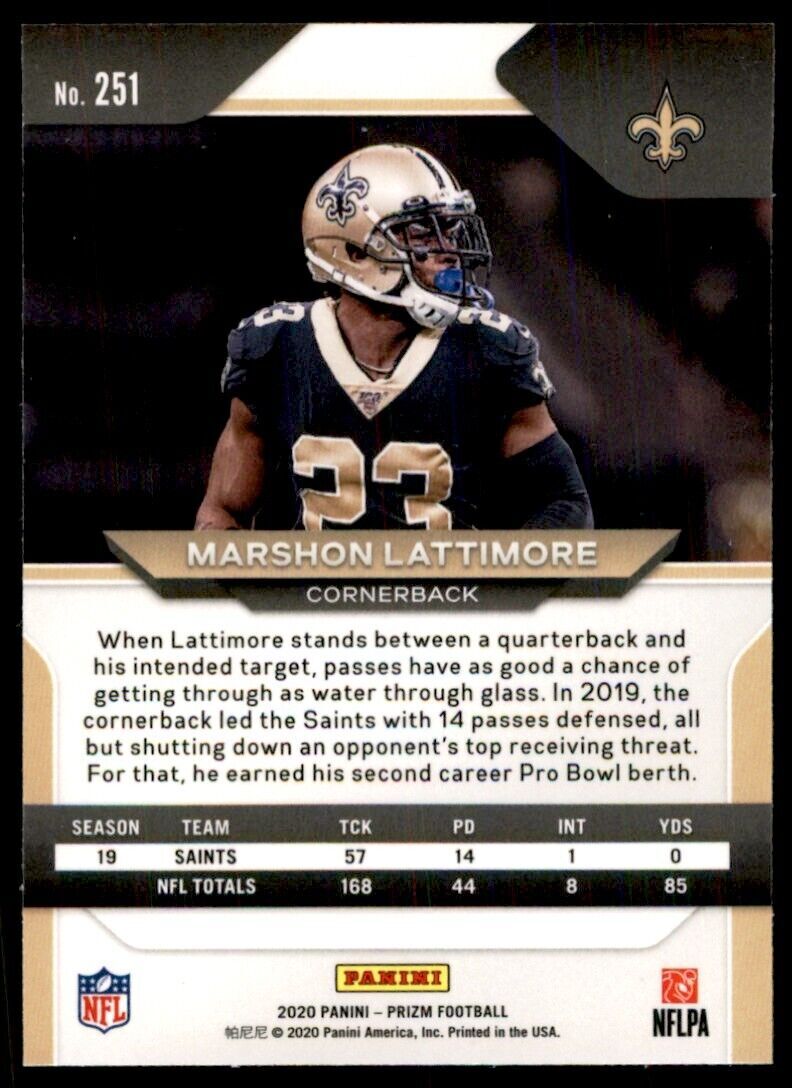 2020 PANINI PRIZM MARSHON LATTIMORE NEW ORLEANS SAINTS #251