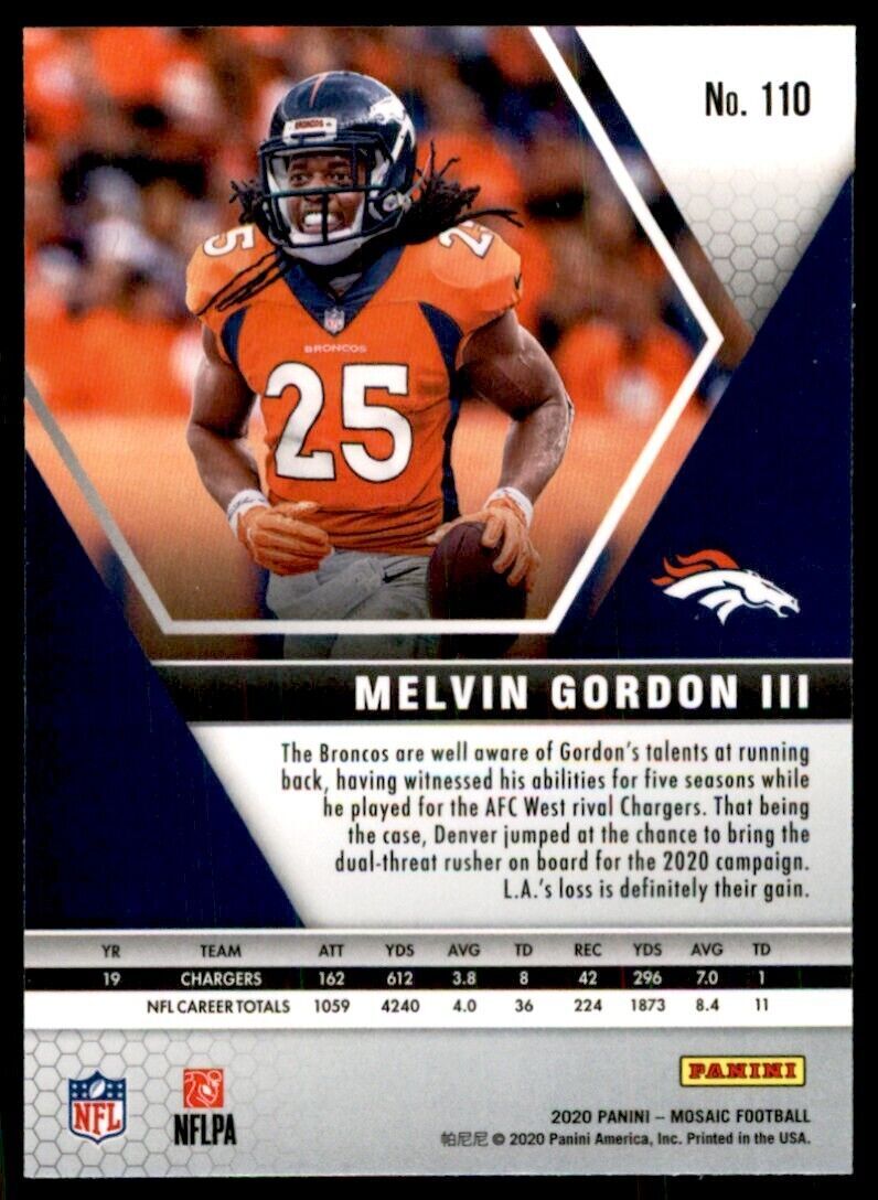 2020 PANINI MOSAIC MELVIN GORDON III DENVER BRONCOS #110.