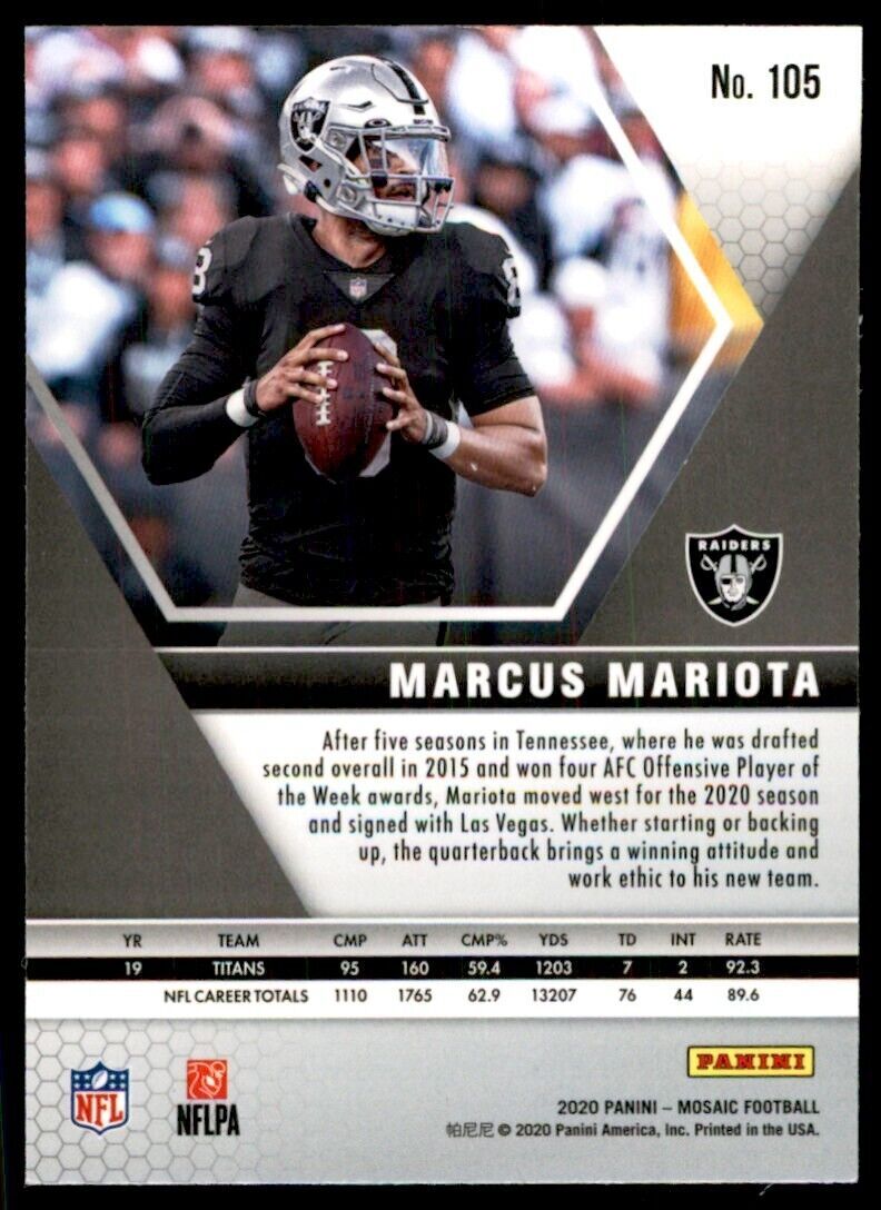 2020 PANINI MOSAIC MARCUS MARIOTA LAS VEGAS RAIDERS #105