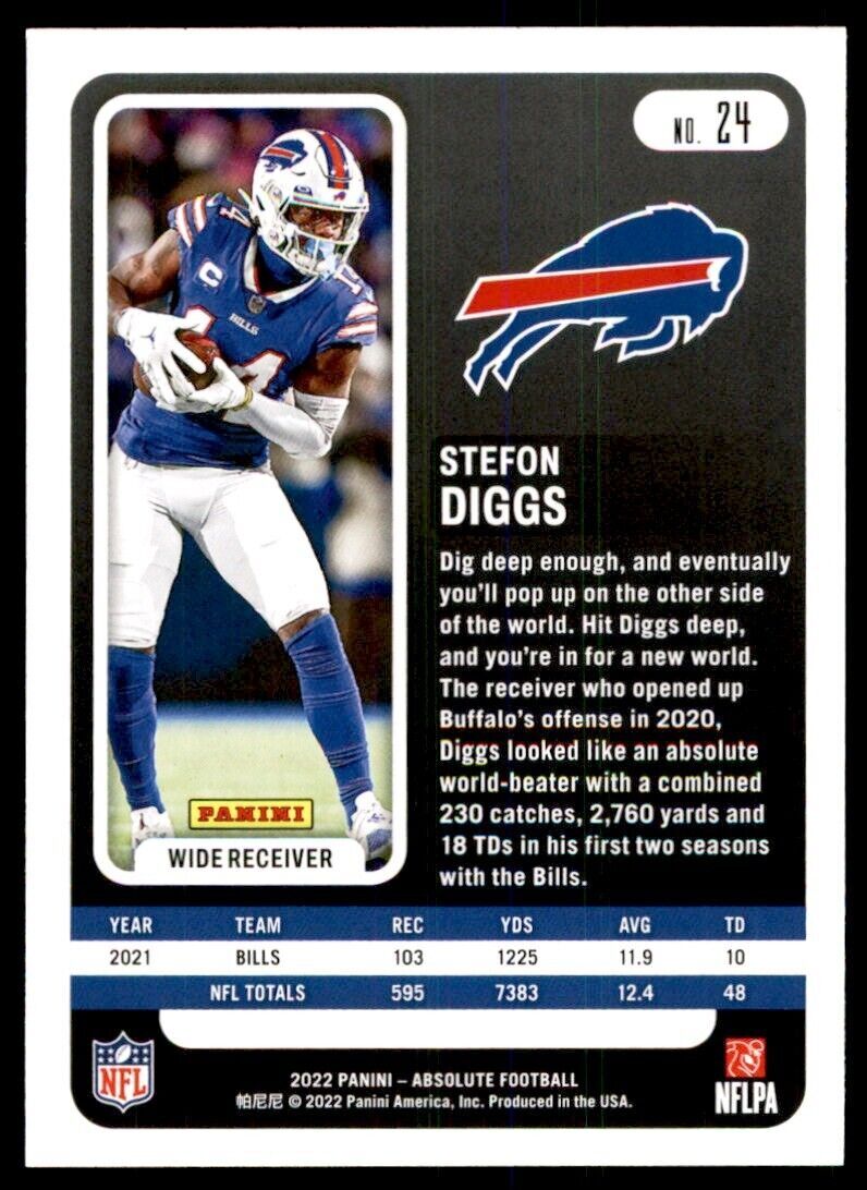 2022 PANINI ABSOLUTE* STEFON DIGGS BUFFALO BILLS #24