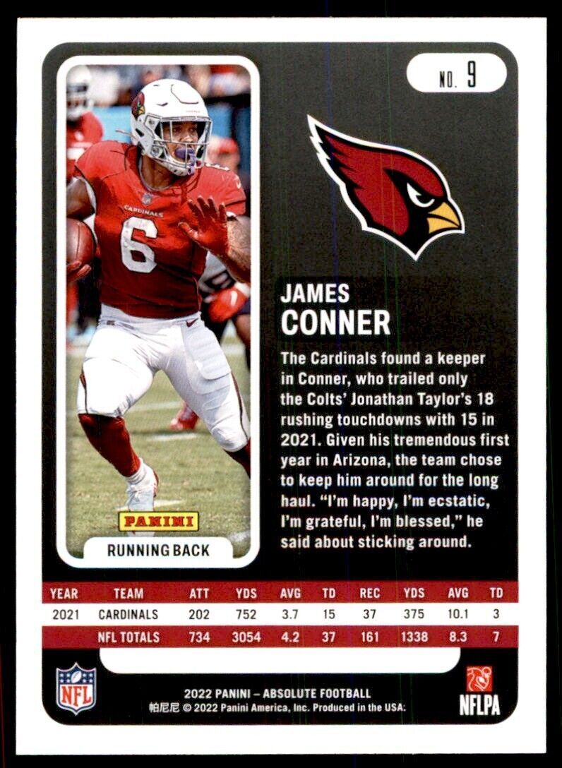 2022 PANINI ABSOLUTE* JAMES CONNER ARIZONA CARDINALS #9.