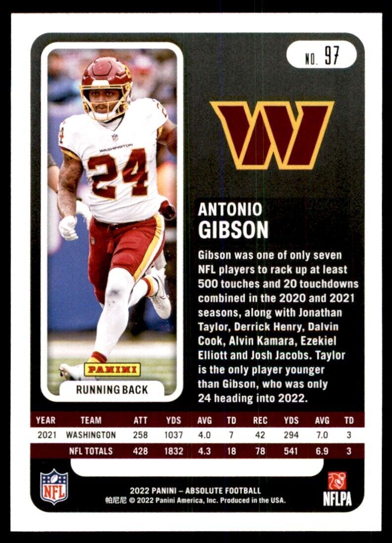2022 PANINI ABSOLUTE* ANTONIO GIBSON COMMANDERS #97.