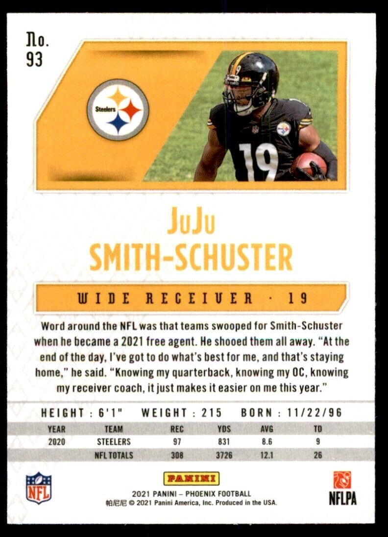 2021 PANINI PHOENIX JUJU SMITH-SCHUSTER PITTSBURGH STEELERS #93