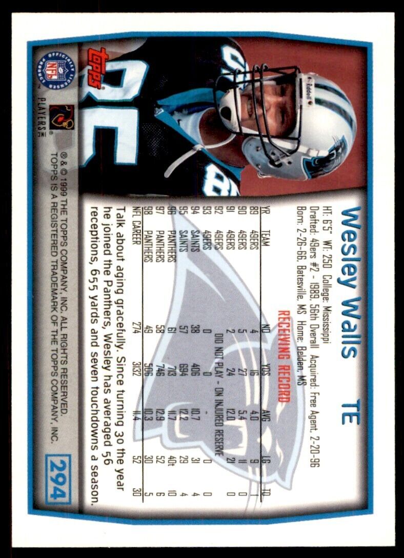 1999 TOPPS WESLEY WALLS CAROLINA PANTHERS #294