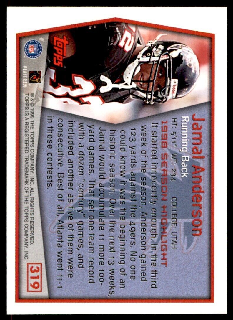 1999 TOPPS JAMAL ANDERSON ATLANTA FALCONS #319