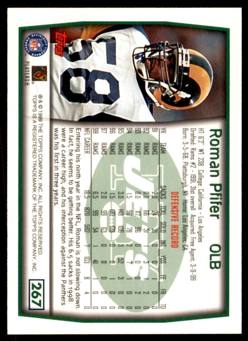 1999 TOPPS ROMAN PHIFER NEW YORK JETS #267