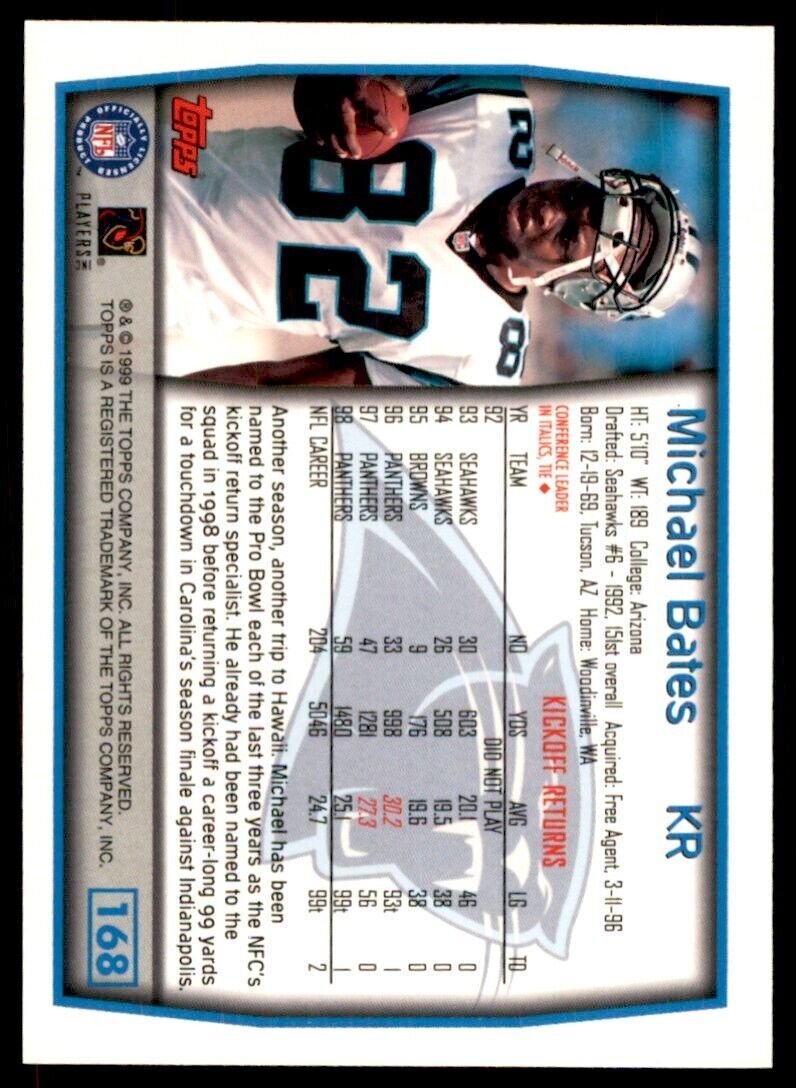 1999 TOPPS MICHAEL BATES CAROLINA PANTHERS #168