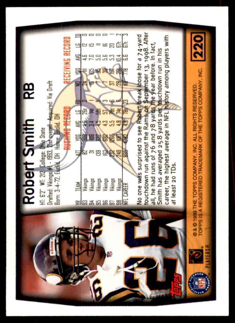 1999 TOPPS ROBERT SMITH MINNESOTA VIKINGS #220