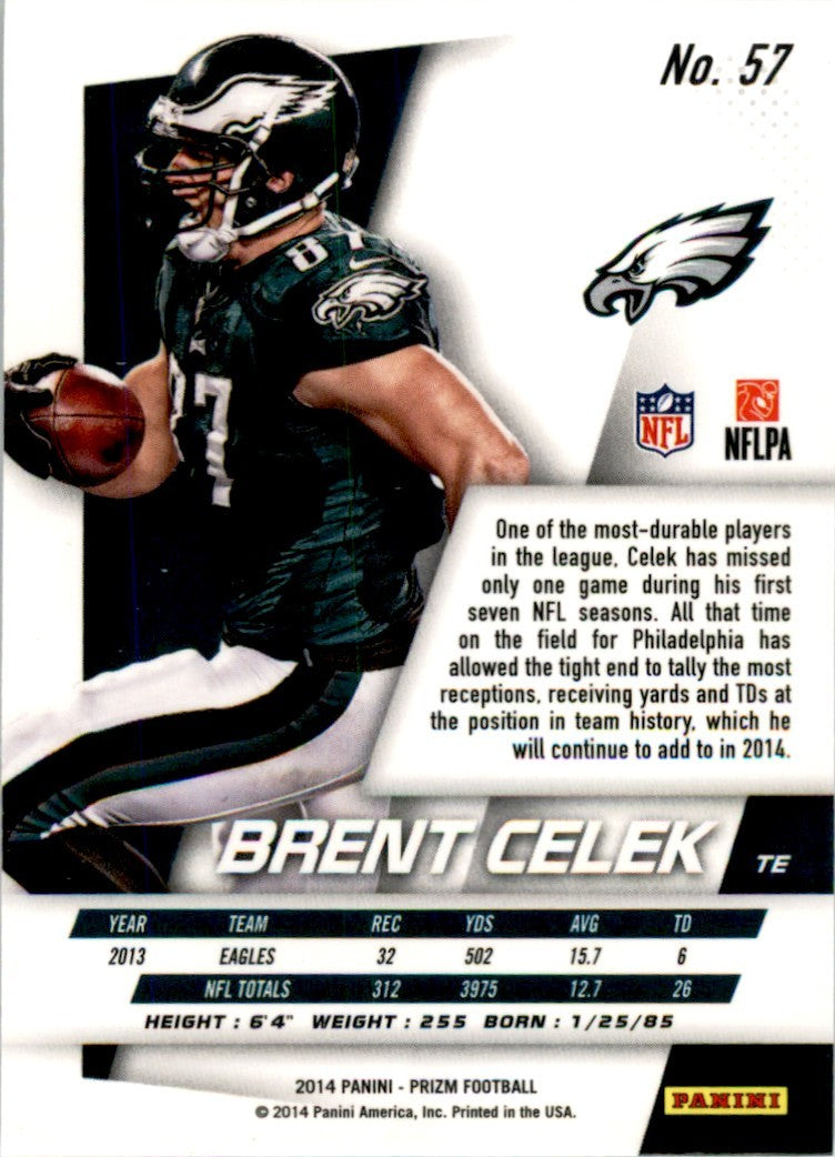 2014 PANINI PRIZM BRENT CELEK PHILADELPHIA EAGLES #57