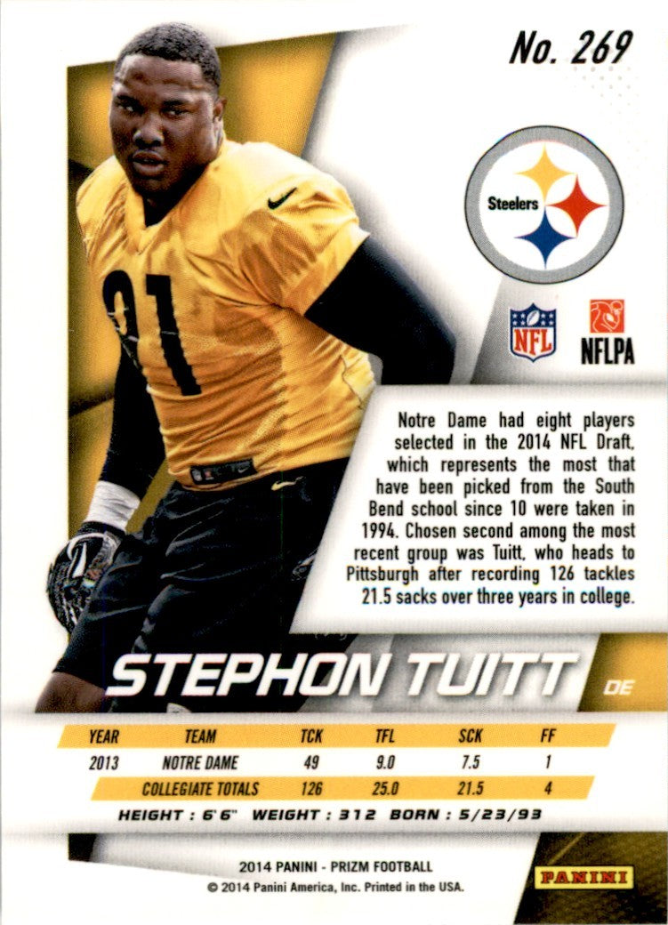 2014 PANINI PRIZM STEPHON TUITT PITTSBURGH STEELERS #269