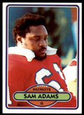 1980 Topps Sam Adams Football Card New England Patriots #139