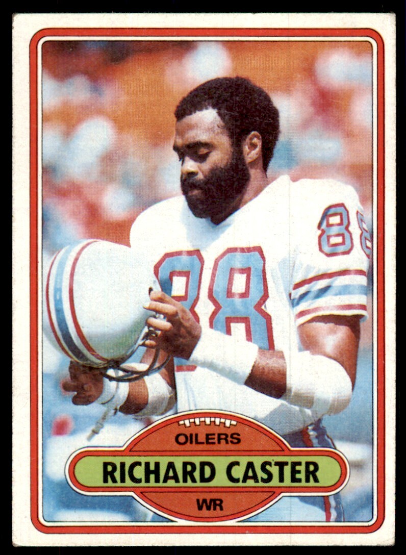 1980 Topps Richard Caster Football Card Houston Oilers #198