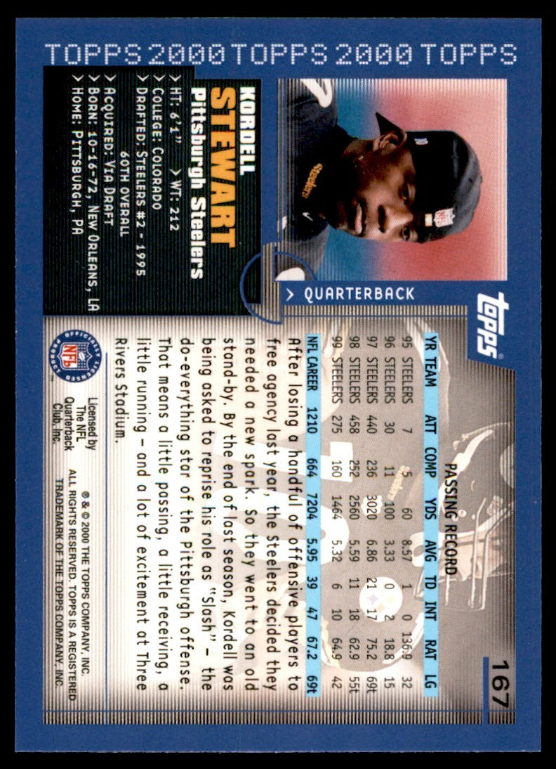 2000 TOPPS COLLECTION KORDELL STEWART PITTSBURGH STEELERS #167