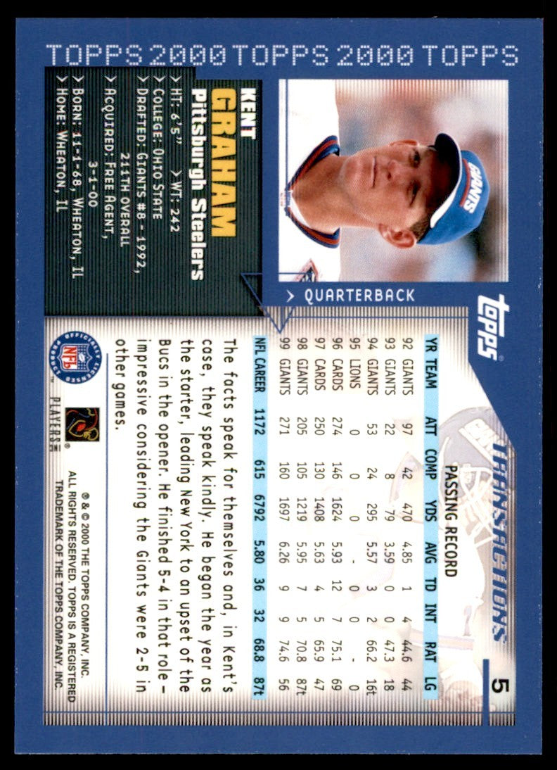 2000 TOPPS COLLECTION KENT GRAHAM PITTSBURGH STEELERS #5
