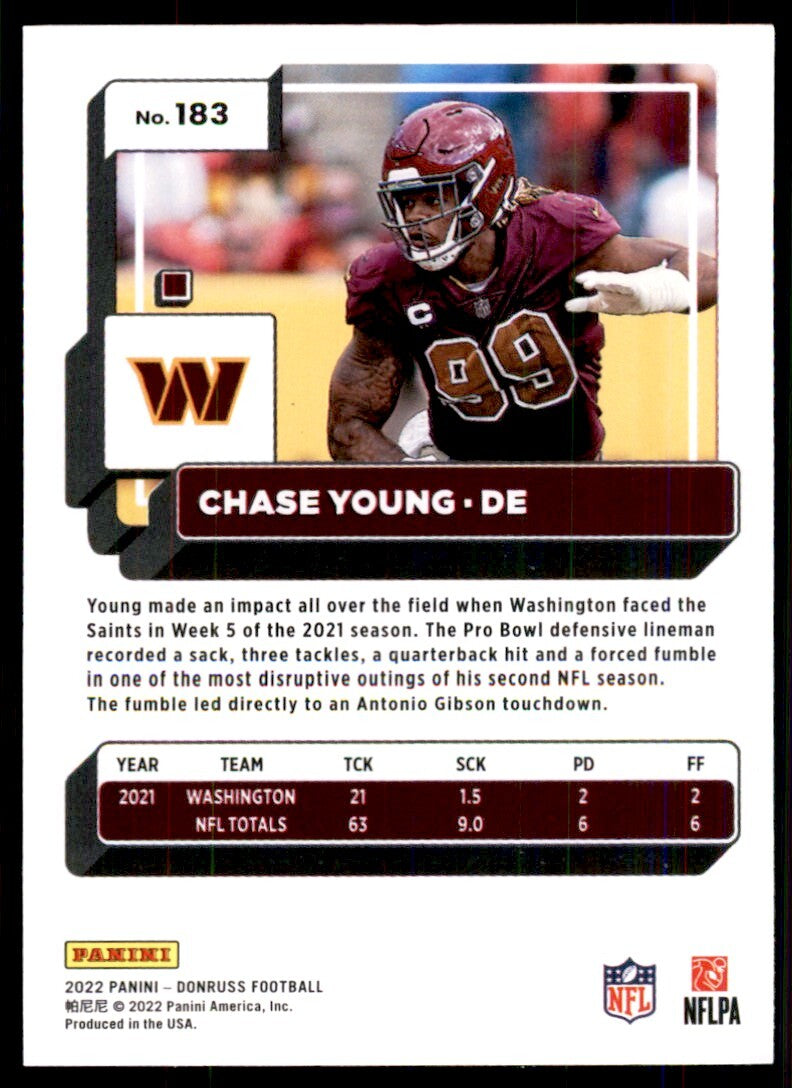 2022 Donruss Football Card Chase Young Washington Commanders #183
