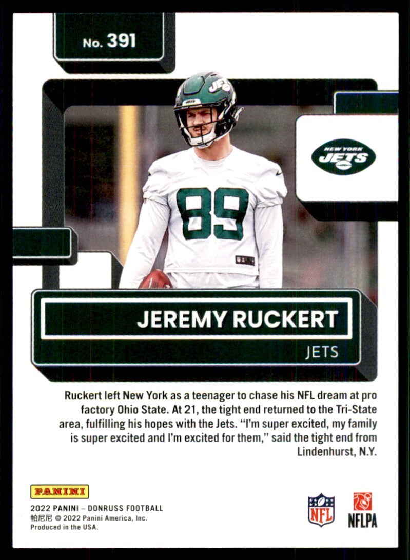 2022 Donruss Football Card Jeremy Ruckert Rookie New York Jets #391