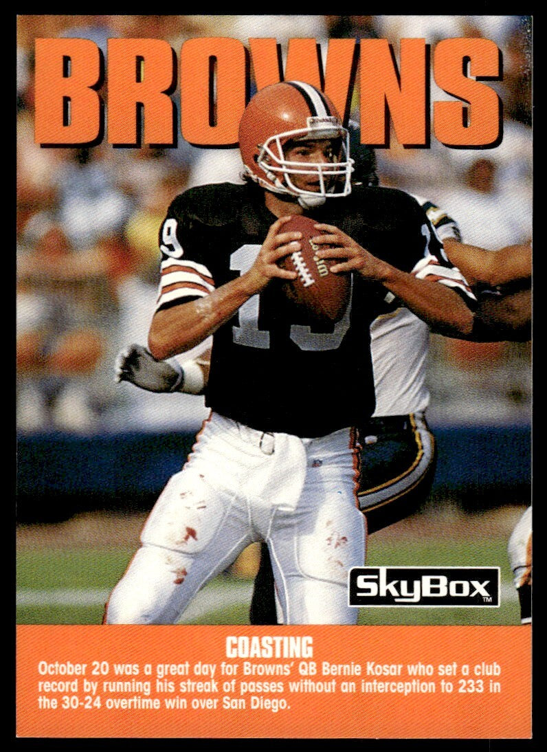 1992 SkyBox Football Card Bernie Kosar Cleveland Browns #281