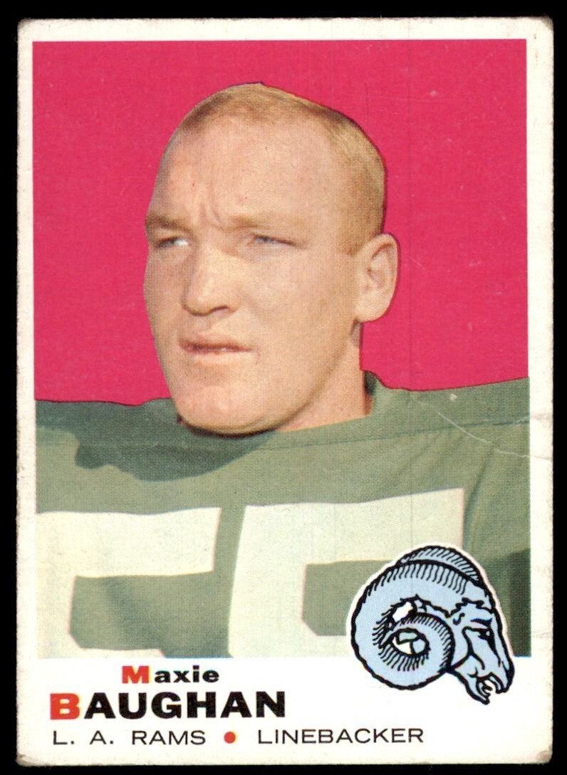 1969 TOPPS {DAMAGED} MAXIE BAUGHAN LOS ANGELES RAMS #169