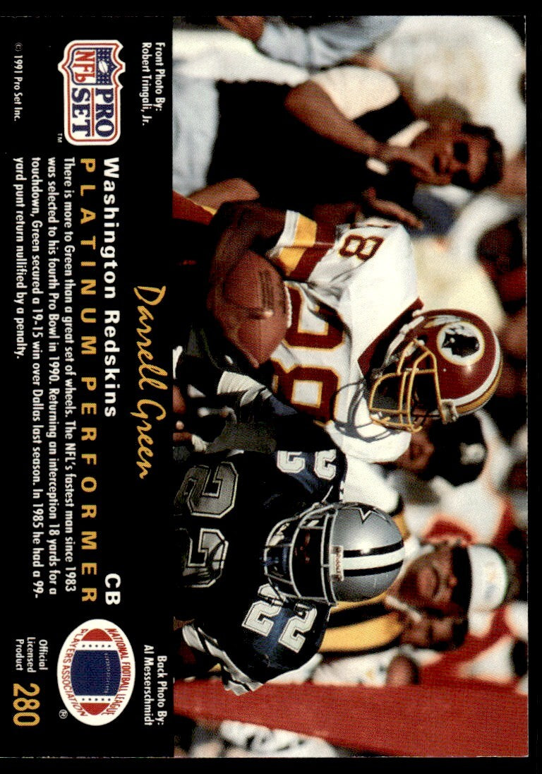 1991 Pro Set Platinum Football Card Darrell Green A Washington Redskins #280