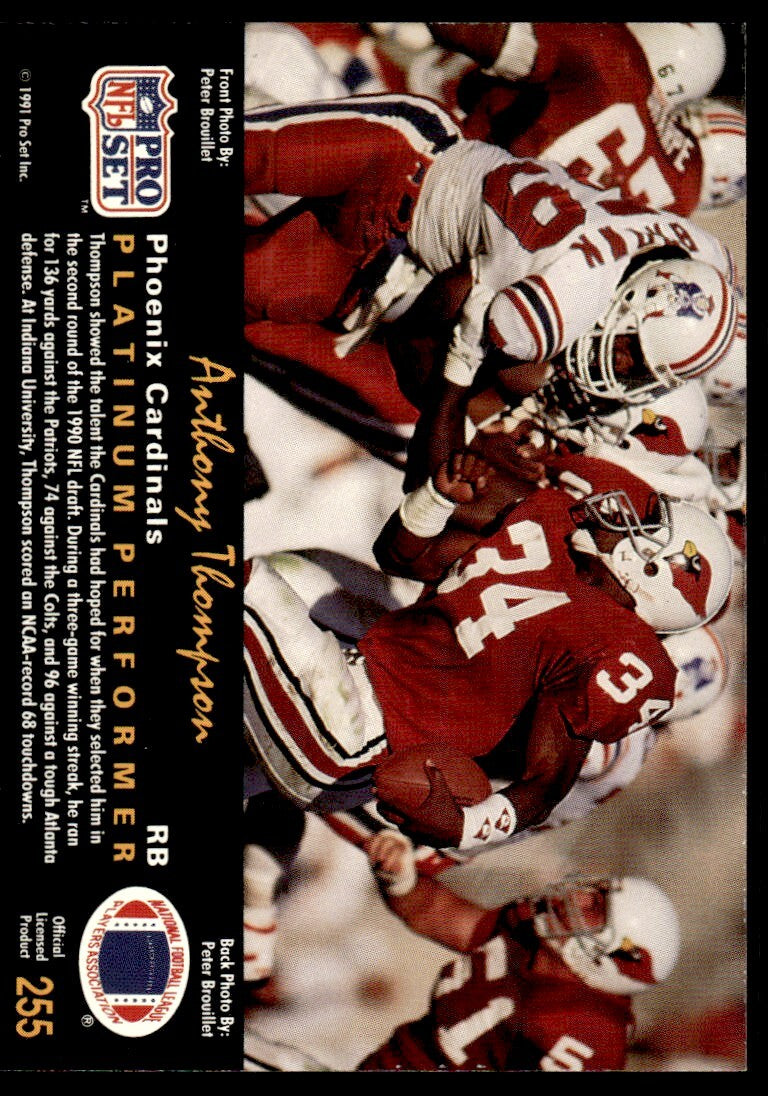 1991 Pro Set Platinum Football Card Anthony Thompson A Phoenix Cardinals #255