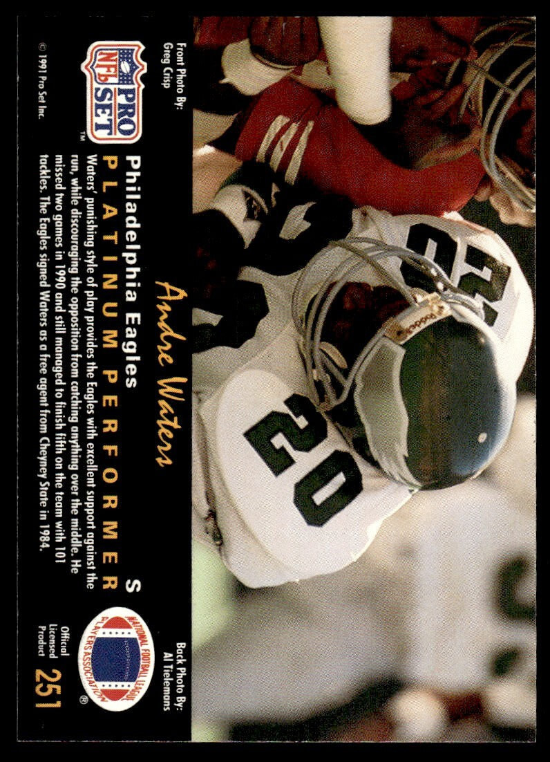 1991 Pro Set Platinum Football Card Andre Waters Philadelphia Eagles #251