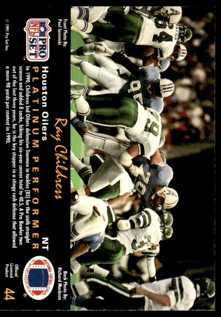 1991 Pro Set Platinum Football Card Ray Childress Houston Oilers #44
