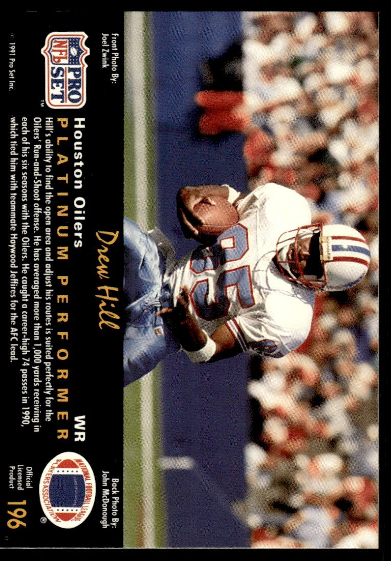 1991 Pro Set Platinum Football Card Drew Hill Houston Oilers #196