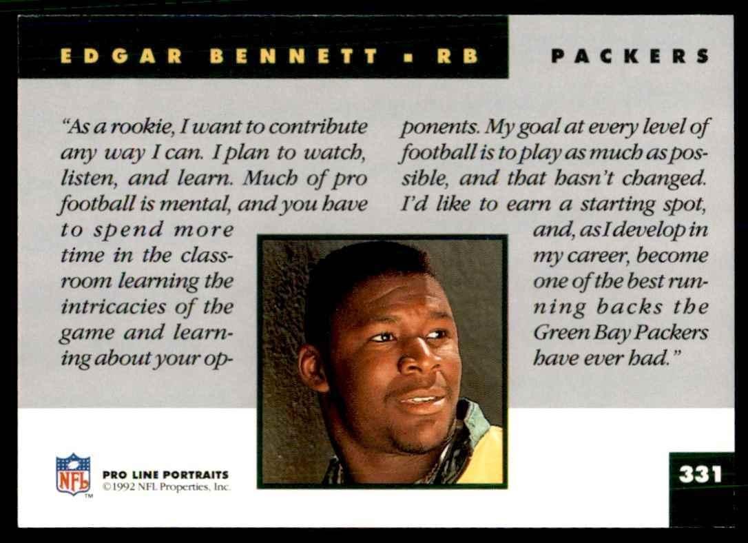 1992 PRO LINE EDGAR BENNETT GREEN BAY PACKERS #331