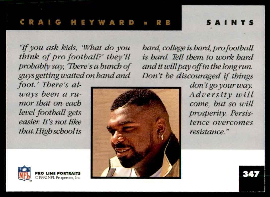 1992 PRO LINE CRAIG HEYWARD NEW ORLEANS SAINTS #347