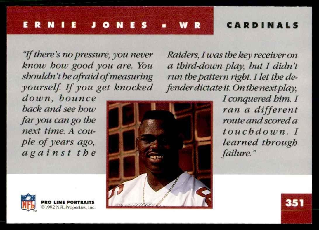 1992 PRO LINE ERNIE JONES PHOENIX CARDINALS #351