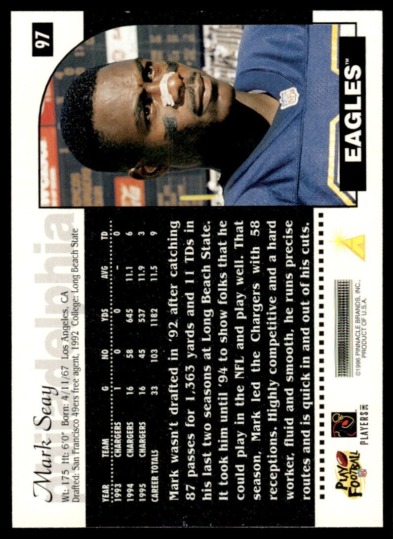1996 Score Football Card Mark Seay Philadelphia Eagles #97