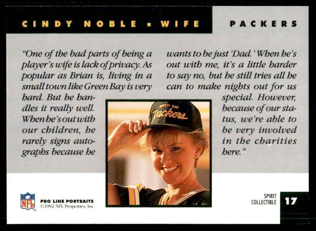 1992 PRO LINE CINDY NOBLE GREEN BAY PACKERS #17