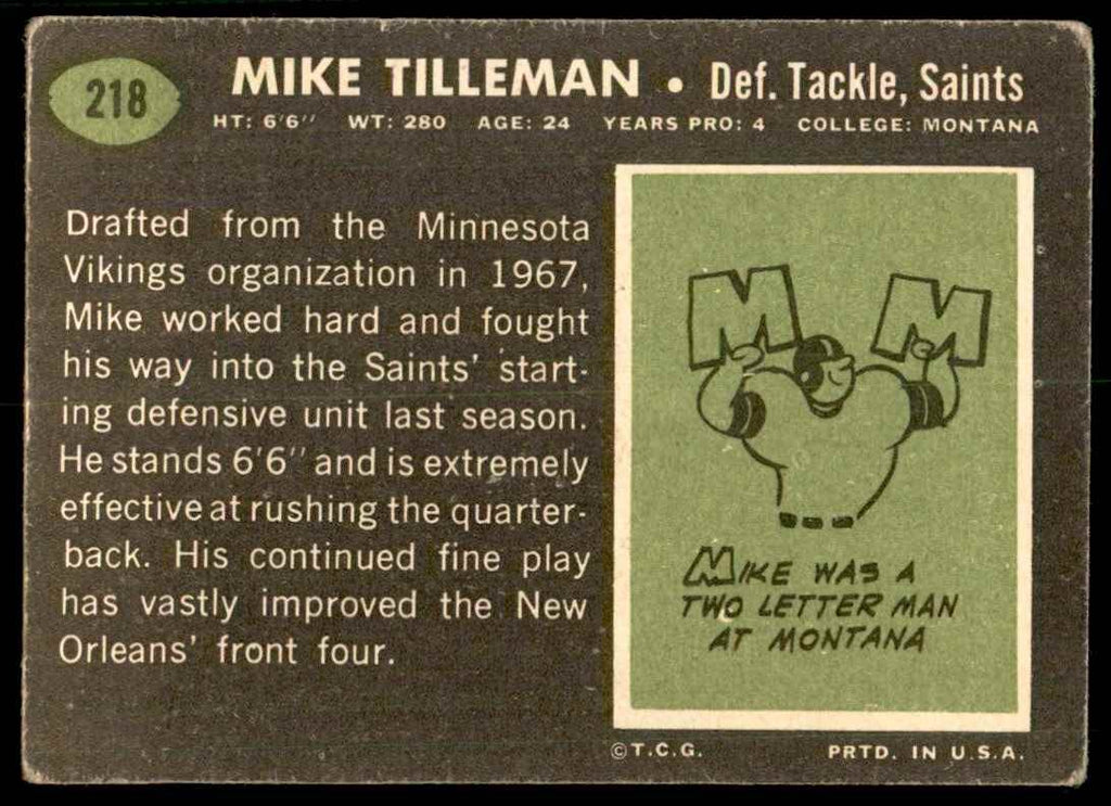 1969 TOPPS. MIKE TILLEMAN NEW ORLEANS SAINTS #218