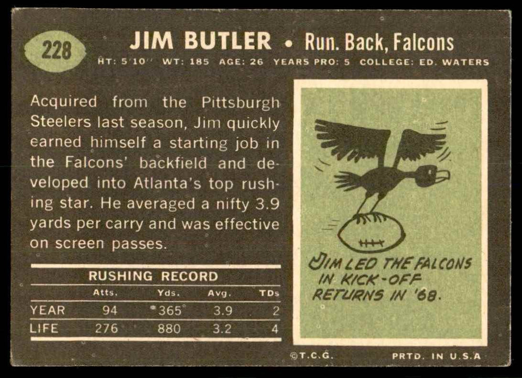 1969 TOPPS. JIM BUTLER* ATLANTA FALCONS #228