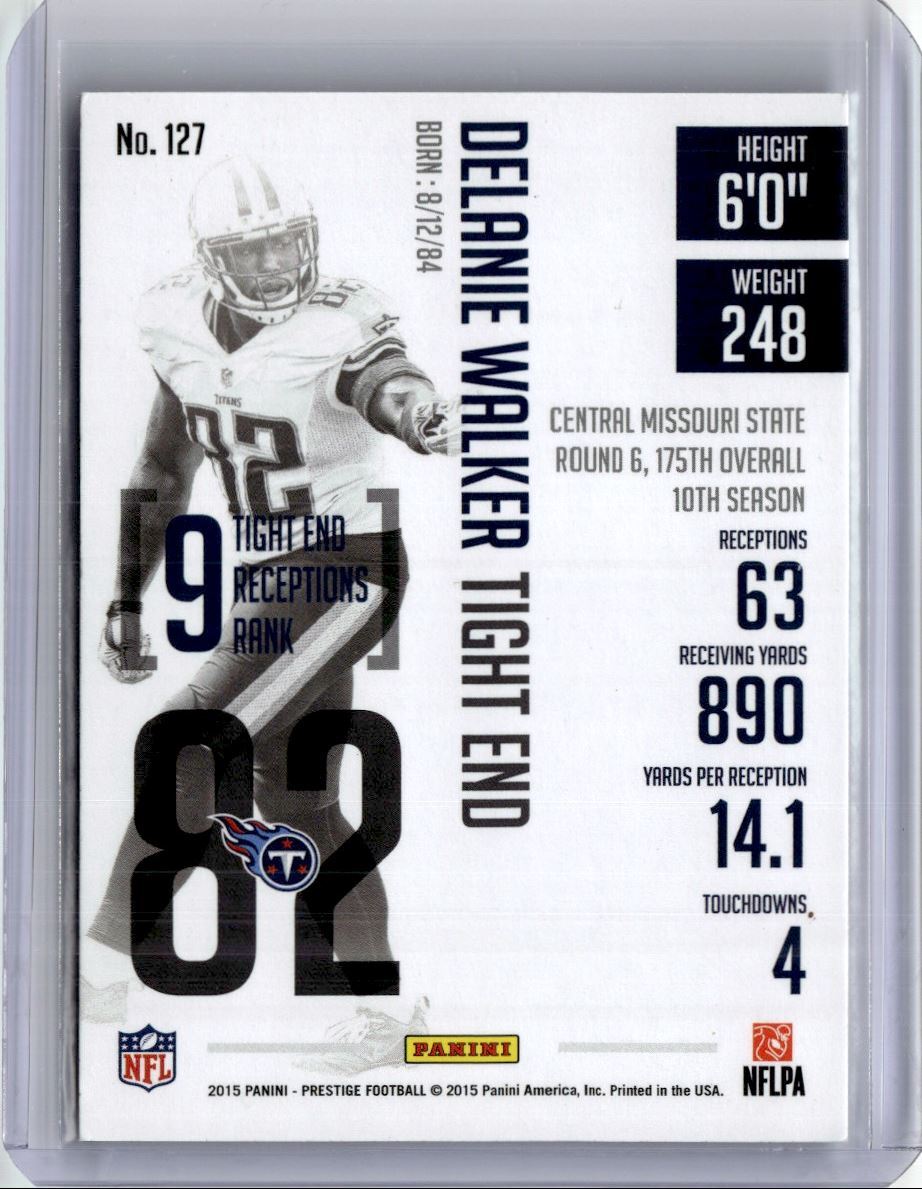 2015 Panini Prestige Delanie Walker Football Card Tennessee Titans #127