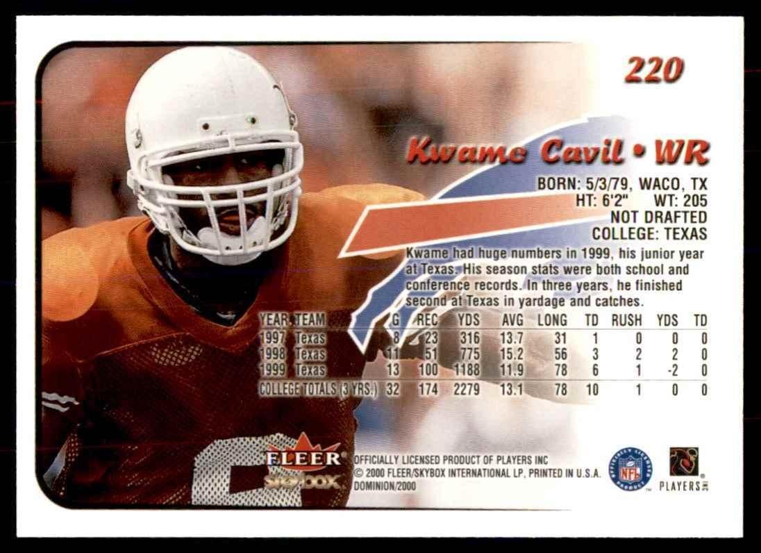 2000 FLEER DOMINION KWAME CAVIL BUFFALO BILLS #220