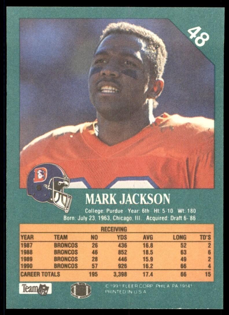 1991 FLEER MARK JACKSON DENVER BRONCOS #48