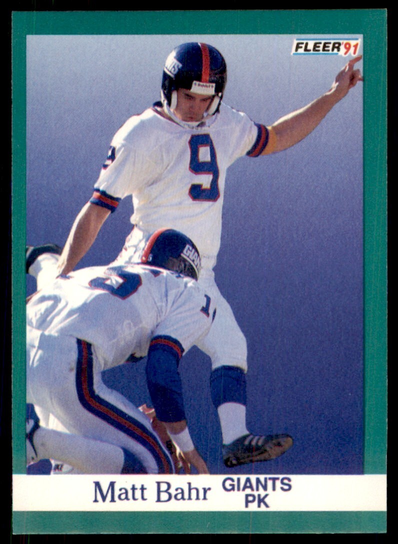 1991 FLEER MATT BAHR NEW YORK GIANTS #306
