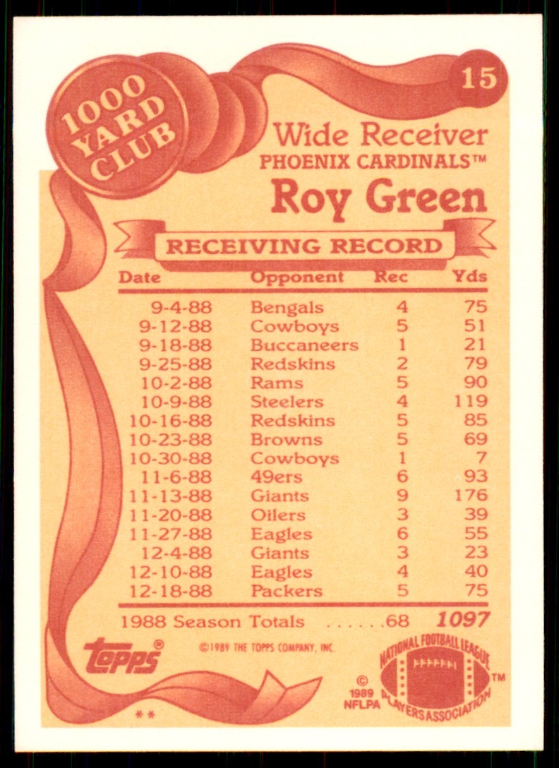 1989 Topps Roy Green Football Cards #15