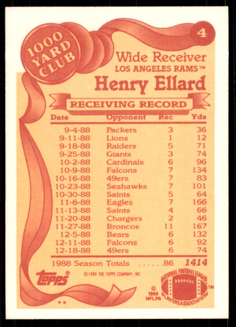 1989 Topps Henry Ellard Football Cards #4