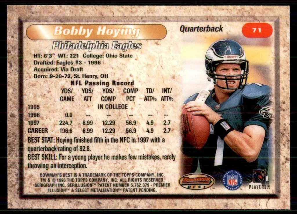 1998 Bowman's Best Bobby Hoying (100) Football Cards #71