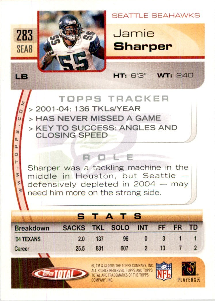 2005 Topps Total Jamie Sharper Football Cards #283