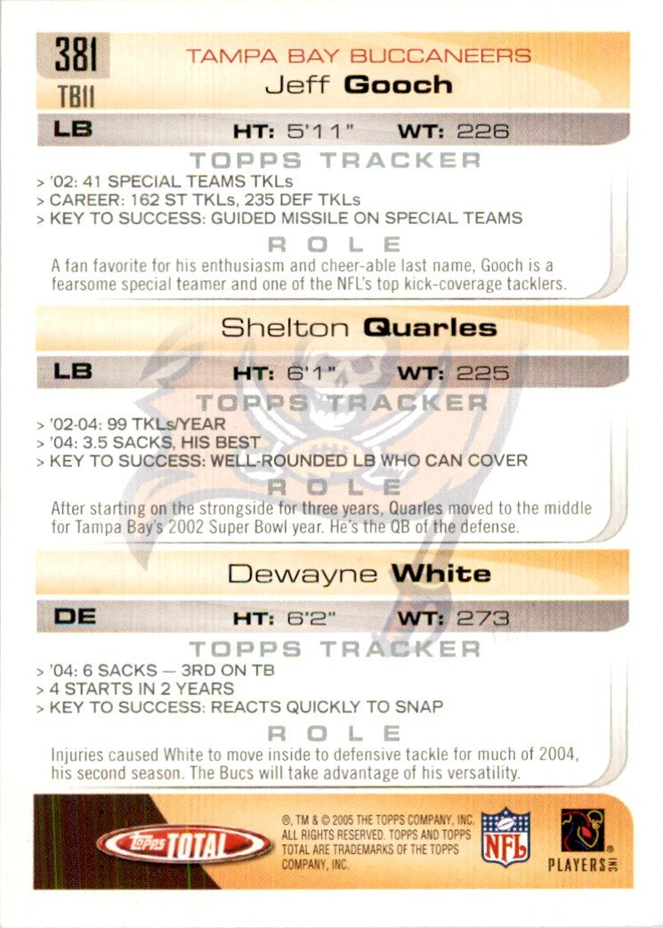 2005 Topps Total Gooch/Guarles/White Football Cards #381