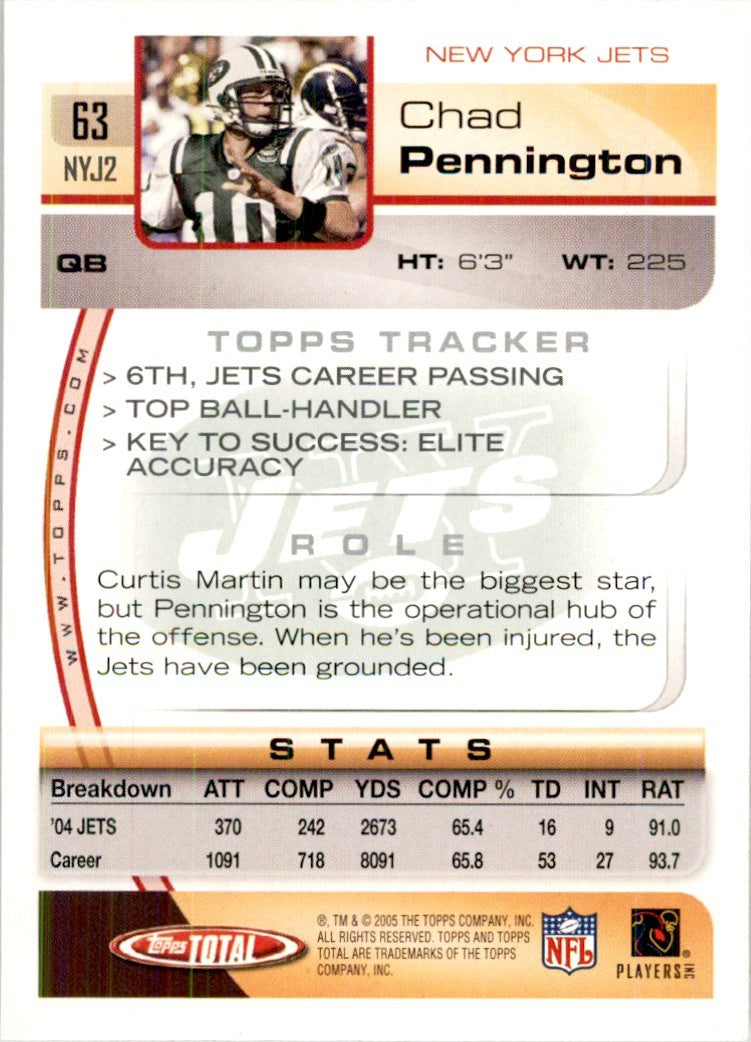 2005 Topps Total Chad Pennington Football Cards #63