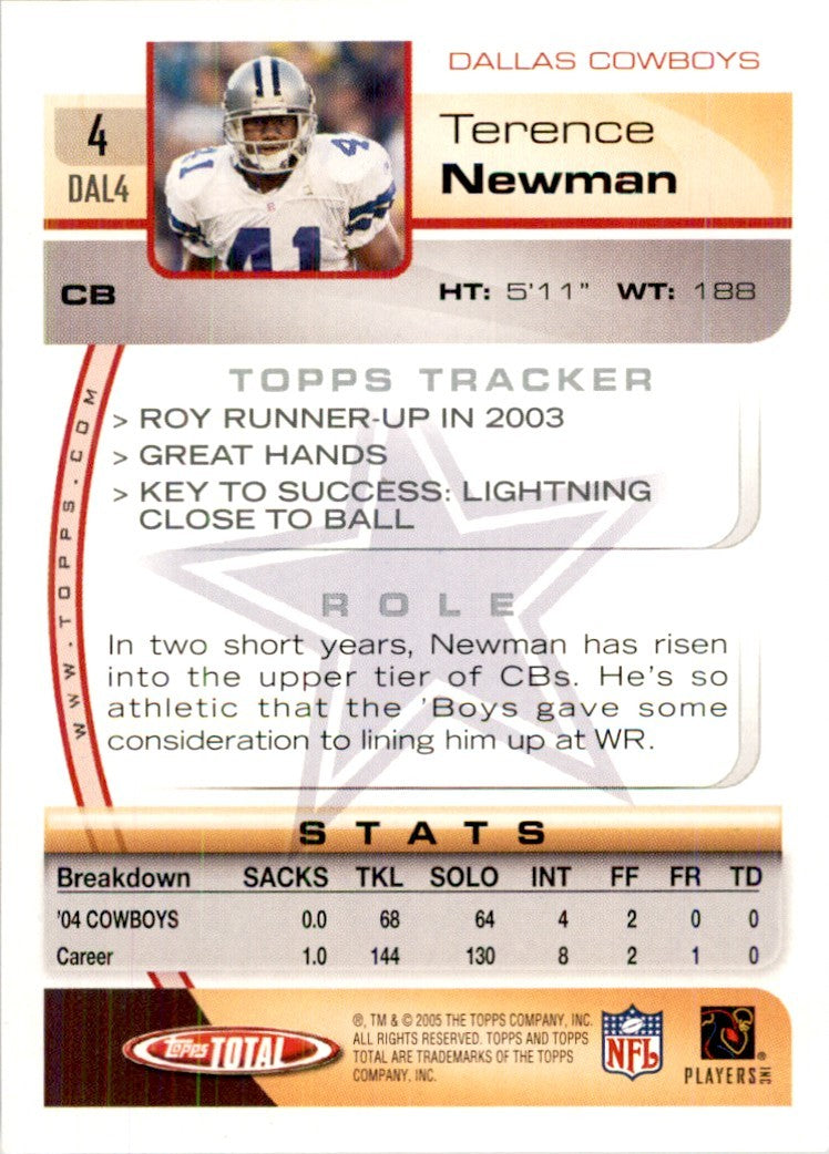 2005 Topps Total Terence Newman Football Cards #4
